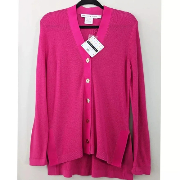 Gretchen Scott Grosgrain Heaven Hi-Lo Cardigan - Picture 2 of 10